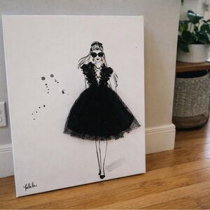 Chic Black Dress Fashion Illustration Canvas